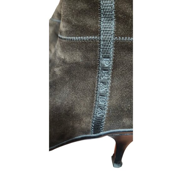 PRADA BROWN SUEDE HEELED BOOTS - EU 38.5/US 8 - Picture 9 of 16